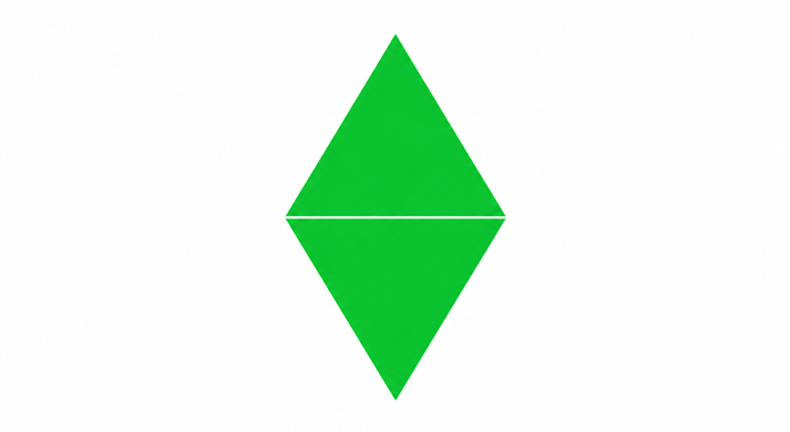 two green triangles joined to make a rhombus